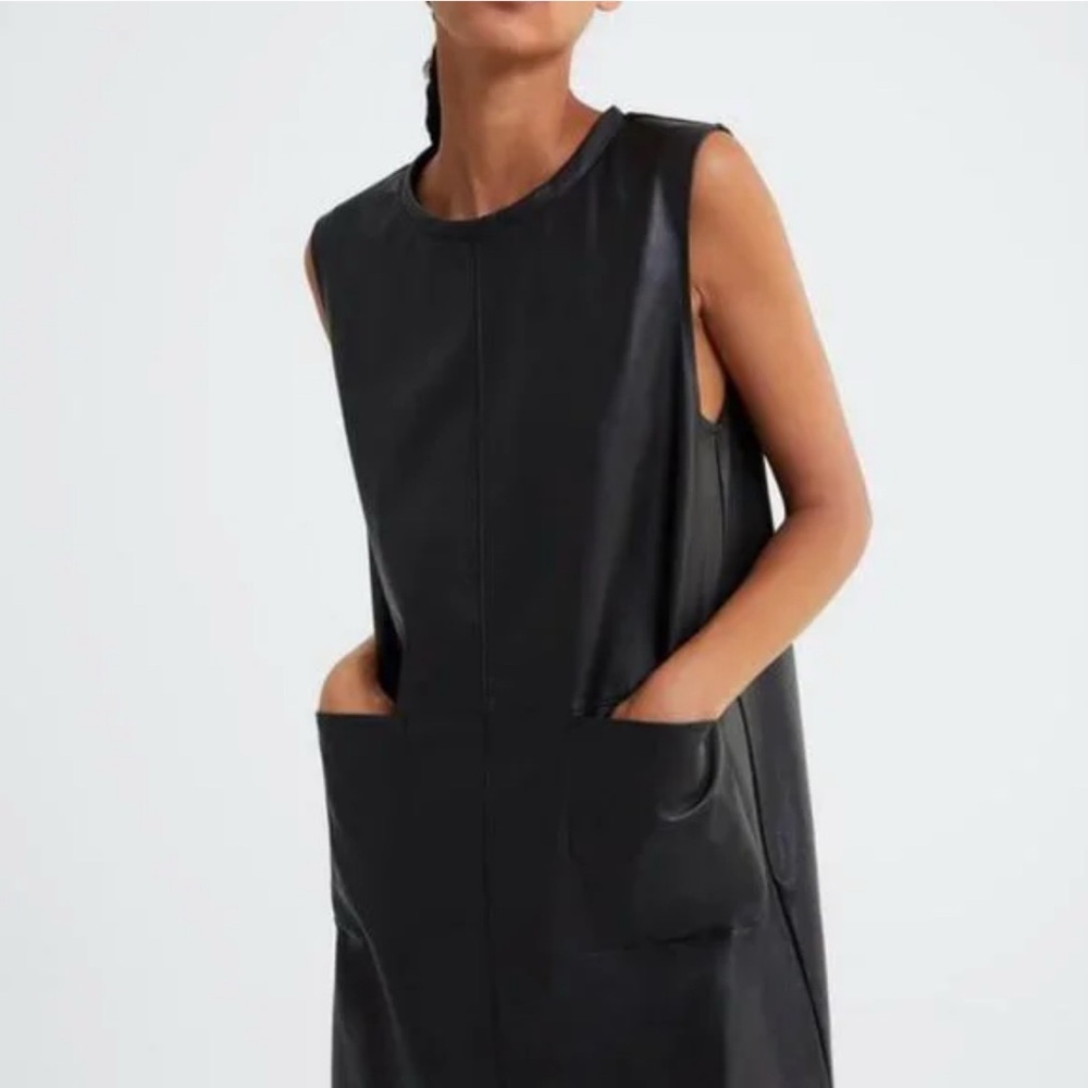 Zara Black Leather-Look Mini Dress